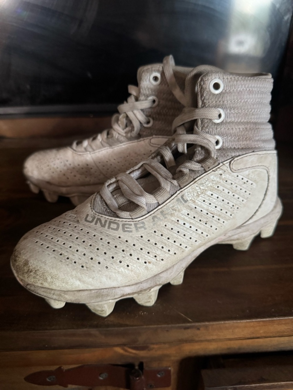 Under Armour Beige/Tan High-Top Football Cleats